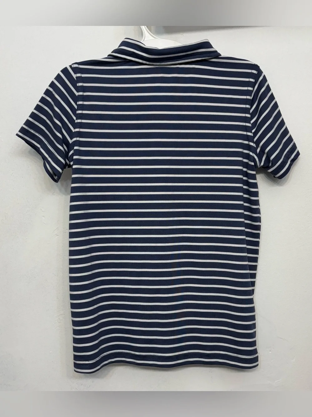 Tommy Bahama Active White & Blue Striped Short Sleeve Polo Boys Size Small 5/6